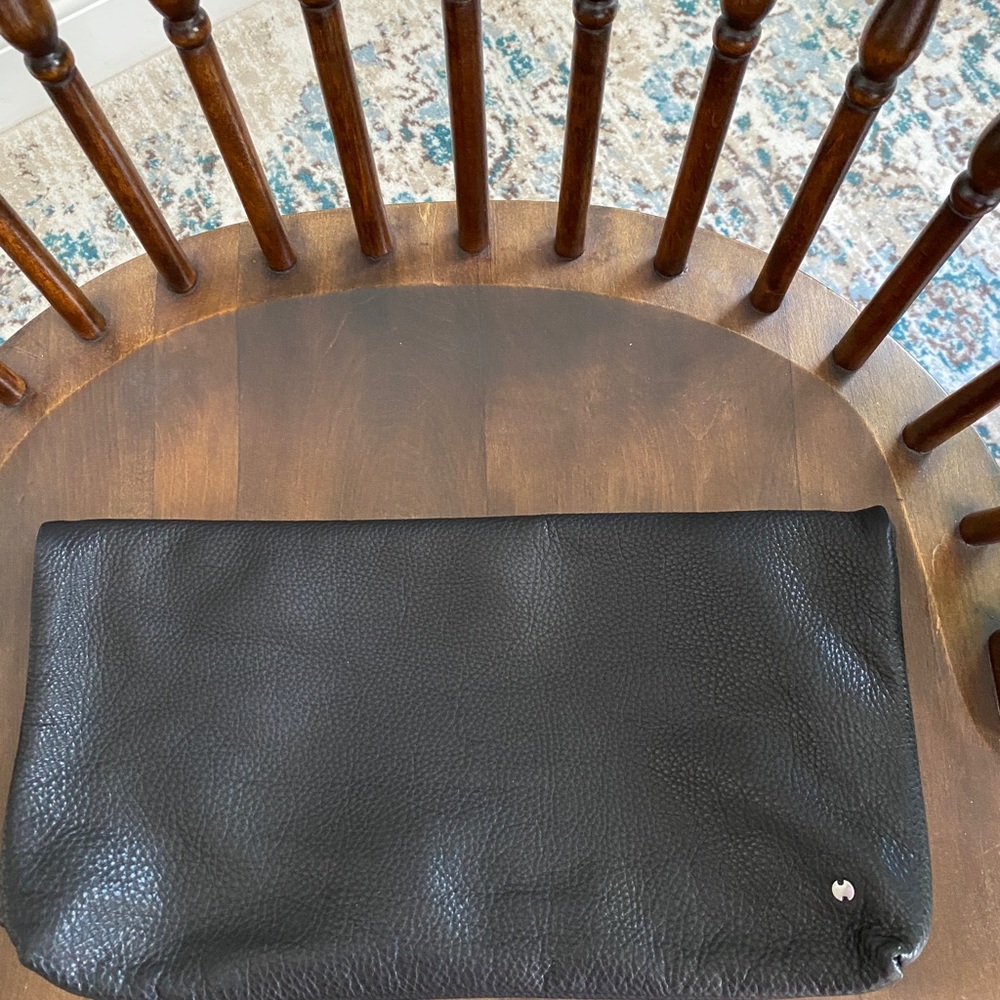 Halston Heritage black foldover clutch